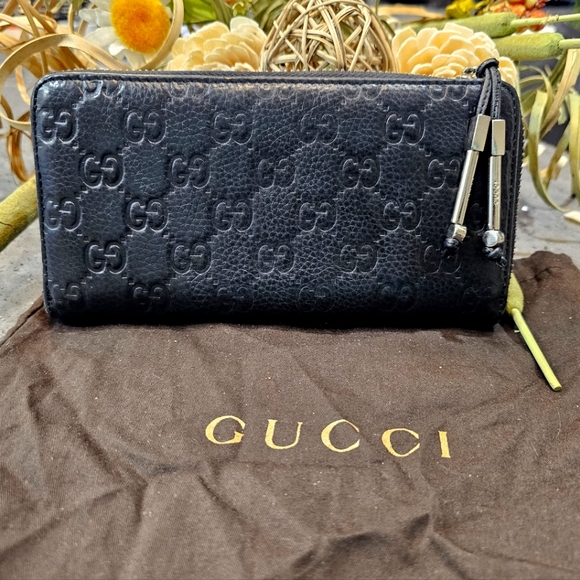 Gucci Accessories - GUCCI guccissima Long Wallet Zippy leather wallet. With drawstring dus bag icld.